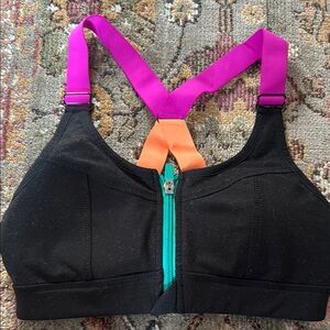 DSG Black Sports Bra with Orange Straps